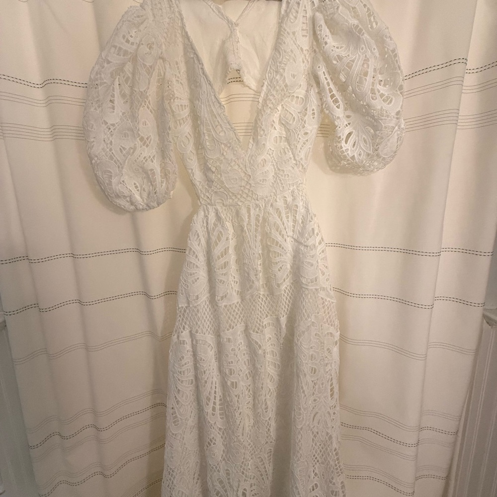 Showpo White Lace Long Sleeve Dress